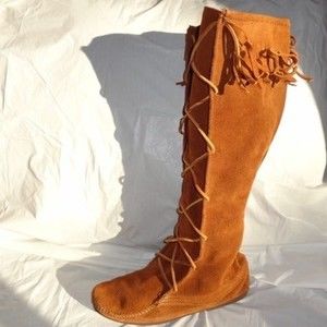 Minne Onka Moccasin Brown Suede Knee Boots 9